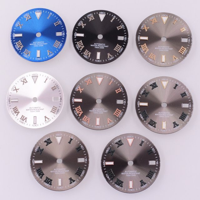 DEBERT Zifferblatt, 29 mm, grün leuchtend, römische Ziffern, Unisex - Bild 1
