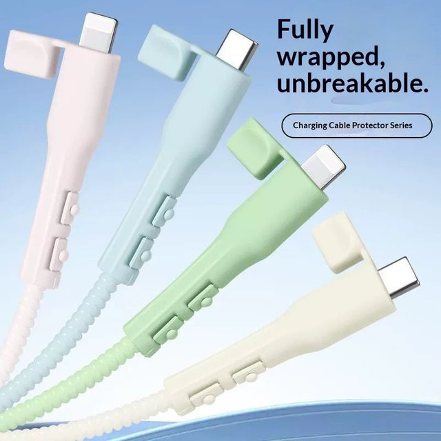 USB Typ C Kabel-Schutzhülle in Blau für Xiaomi und iPhone zur Vermeidung von Kabelbrüchen - Bild 1