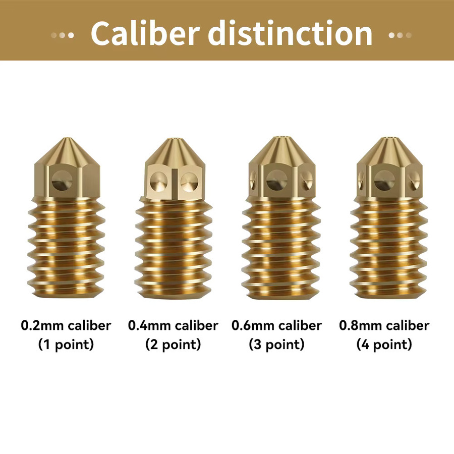 Bambu Lab Austauschbare Düsen für A1 und A1 Mini aus Hartstahl und Messing in 0,2 mm, 0,4 mm, 0,6 mm und 0,8 mm, Farbe: Gold - Bild 4
