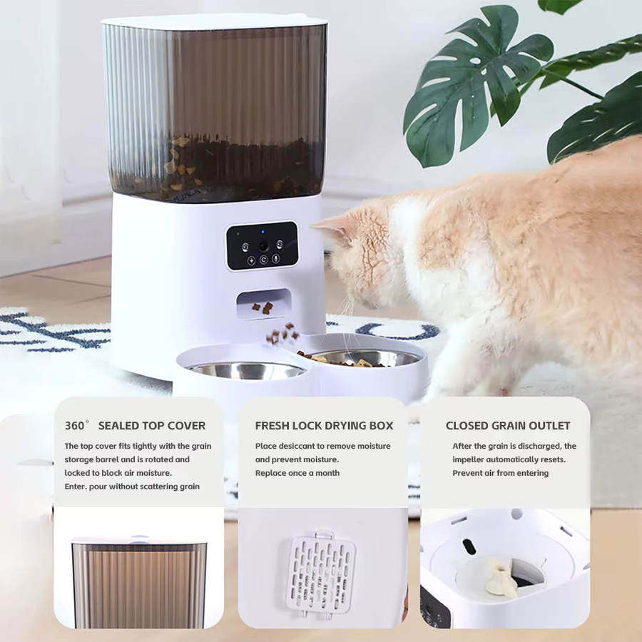 ZYfeeder Automatischer Haustierfütterer mit Kamera und WLAN-Zeitsteuerung, 5l, Weiß - Bild 2