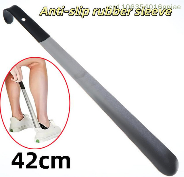 Sommer4 Schuhanzieher aus Metall mit langem ergonomischem Griff in Schwarz, Länge: 42 cm - Bild 1