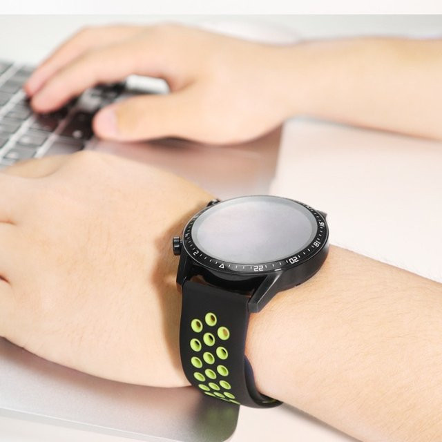 JBAILI Uhrenarmband Silikon, 22 mm, 20 mm, Schwarz, Unisex - Bild 1