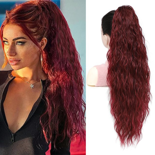 Manetique Haarteil Pferdeschwanz, gewellt, synthetisch, rot Burgund, Damen - Bild 1