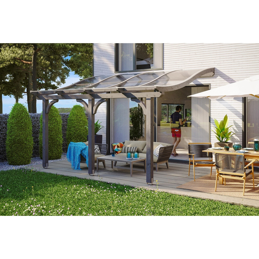 Skan Holz Terrassenüberdachung Venezia aus Leimholz mit Polycarbonat-Dach in Schiefergrau, B: 434 cm, T: 289 cm, H: 286 cm - Bild 2