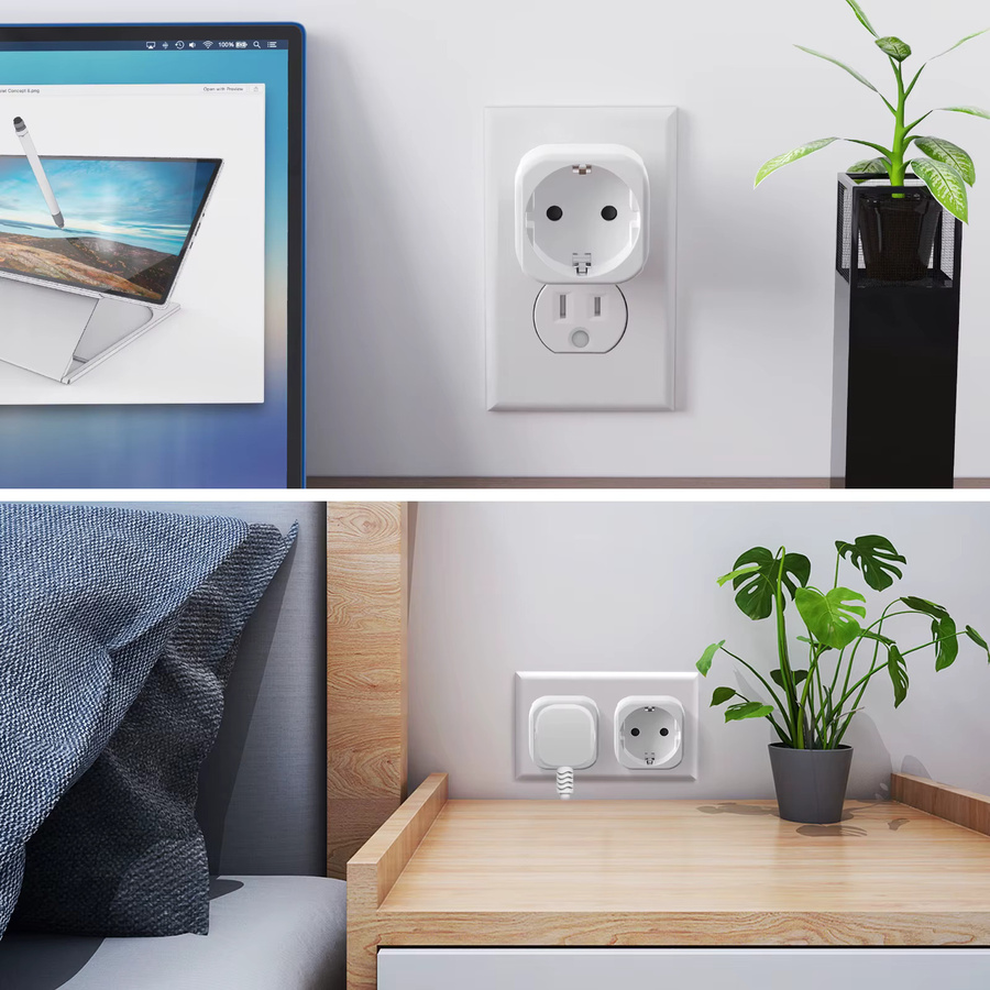 HITRENDS Reiseadapter Set 2 Stück EU zu US Stecker in Weiß für USA Kanada Japan und Thailand - Bild 2