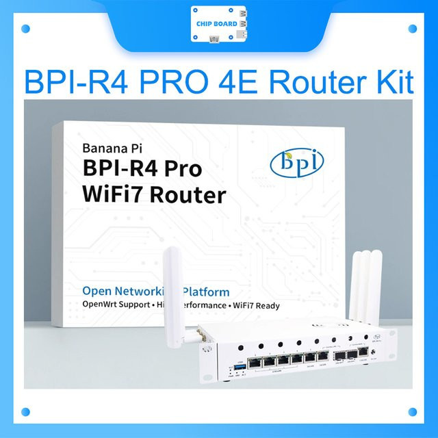 Banana Pi BPI-R4 PRO 4E Router-Kit mit MediaTek MT7988A, 4GB DDR4, 8GB eMMC und WiFi 7 OpenWrt Netzwerkplattform - Bild 1