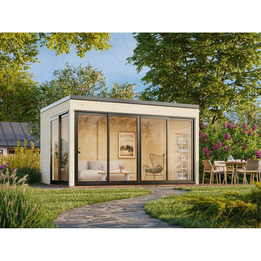 Palmako Gartenhaus Serena Slide aus Fichtenholz mit Pultdach in Natur, B: 420 cm, T: 320 cm, H: 250 cm - Bild 2