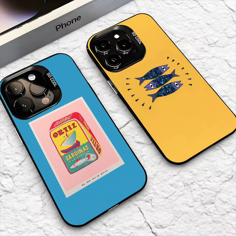 Sardine Art Handyhülle mit Plating-Effekt für iPhone 11 12 13 14 15 16 Pro Max Plus - Bild 2
