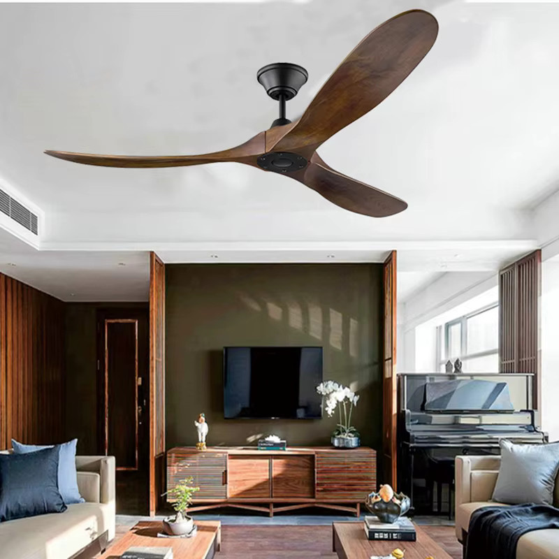 Obervist Premium Holz-Hängeventilator in Braun mit Beleuchtung, DC-Motor, Umkehrfunktion und Fernbedienung - Bild 2