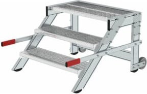 Günzburger Aluminium-Arbeitspodest fahrbar, 3 Stufen, Farbe: Silber, Stufenbreite: 80 cm - Bild 1
