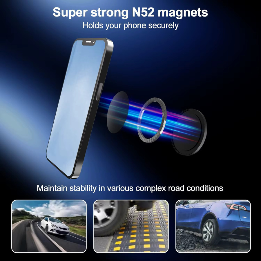 TEEQ Magnetische kabellose Autoladegerät-Halterung für Tesla Model 3 und Model Y, Adsorbierbarer Smartphone-Halter in Schwarz - Bild 2
