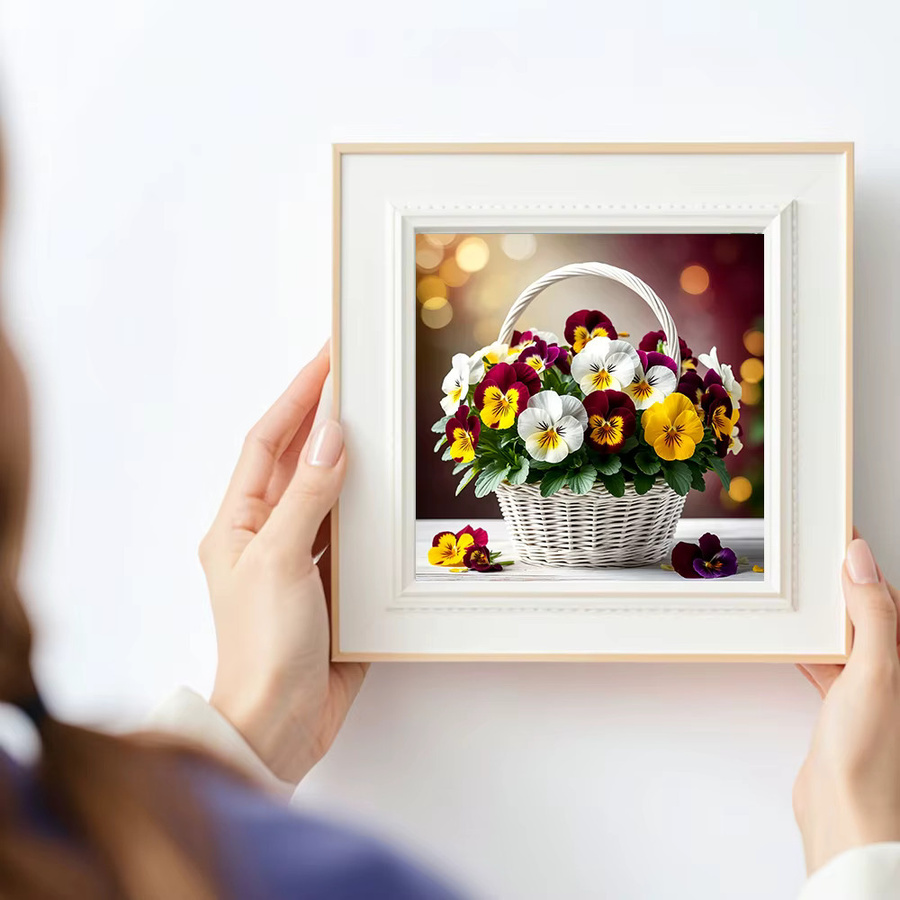 Huacan DIY Diamantmalerei Set Blumenkorb mit floralem Motiv in Multicolour, runde Form für den Tisch, B/T/H: 20 x 20 x 20 cm - Bild 3