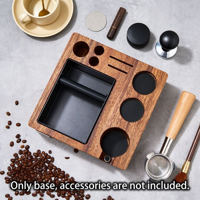 JUSTINLAU Kaffee-Tamperstation aus Holz in Braun mit Knockbox für 54mm und 58mm Espresso-Organizer - Bild 1