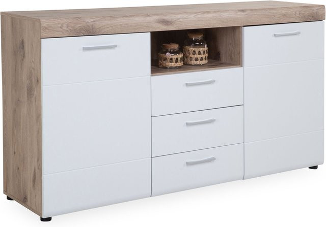 Sideboard HARPER in Weiß matt mit Soft-Close-Schubladen, B/H/T: 160 x 89 x 43 cm - Bild 1