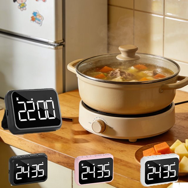 Meltset Digitaler Küchentimer Wiederaufladbarer Magnetischer Kochtimer mit Bewegungsvisuellem Wecker in Weiß oder Schwarz - Bild 1