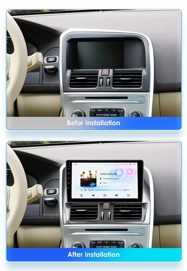 Hizpo Android Autoradio für Volvo XC60 (2008 - 2013) mit GPS Navigation, Bluetooth und Carplay in Schwarz - Bild 2