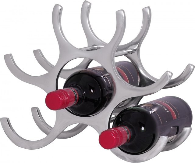 Wohnling Weinregal Design aus Aluminium in Silber für 6 Flaschen, Breite: 24 cm, Höhe: 14 cm, Tiefe: 14 cm - Bild 1