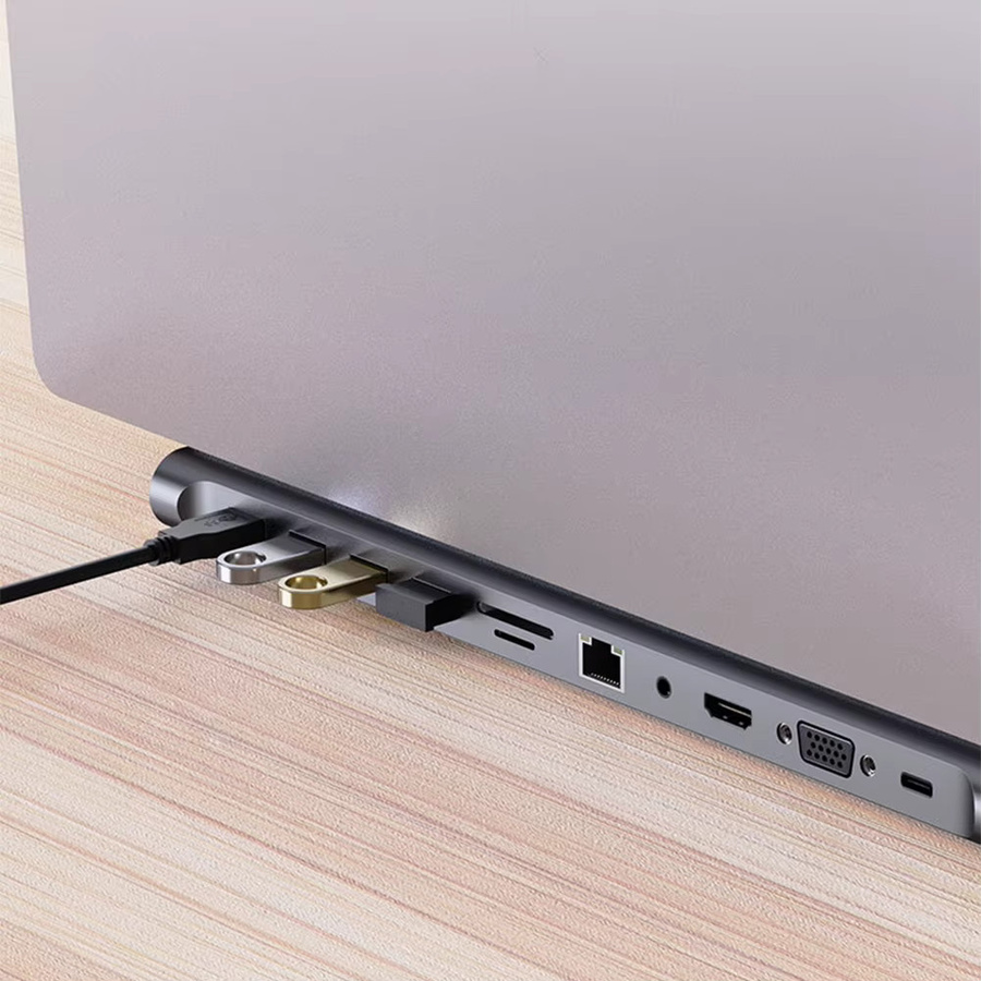 VODOOL 11-in-1 USB-C Dockingstation mit 100 W PD, SD/TF-Slot, Audio und Dreifach-Display Multiport-Adapter für MacBook, Surface, HP, Dell und Lenovo - Bild 5