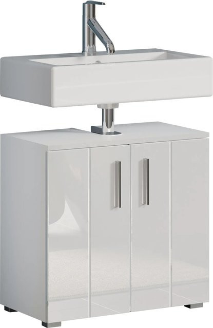 Trendteam Waschbeckenunterschrank Wons Weiß Hochglanz B/H/T: 60 x 58 x 34 cm - Bild 1