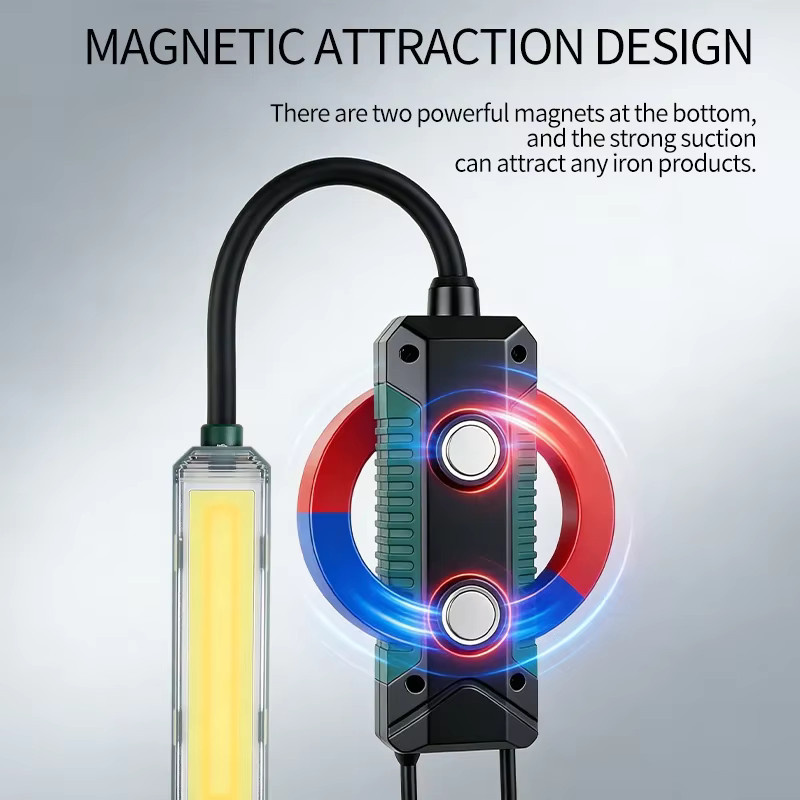 JIASHUAIXIN COB-Arbeitsleuchte mit 360 Grad flexiblem Rohr, magnetische LED-Außennotleuchte für Autoreparaturen, Schwarz - Bild 2