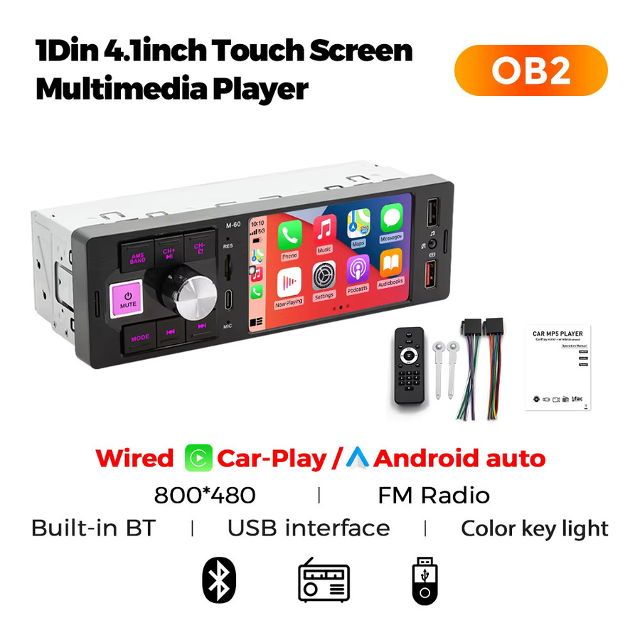 MEKEDE 4,1 Zoll HD Auto-MP5-Player mit Bluetooth, FM, USB und AUX in Schwarz - Bild 5