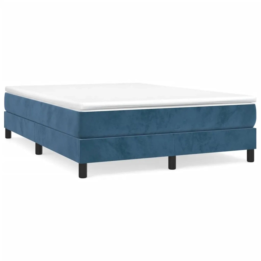 vidaXL Boxspringbett aus Samt in Dunkelblau, B/T/H: 140 x 190 cm - Bild 2