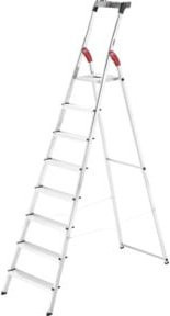 Hailo L60 StandardLine Alu-Sicherheits-Stehleiter in Silber mit 8 Stufen, Multifunktionsschale und Gelenkschutz, belastbar bis 150 kg - Bild 1