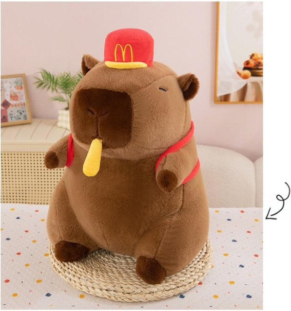 Potdemiel Wassermelonen-Capybara-Plüschtier, braun, rot, 20-30cm - Bild 1