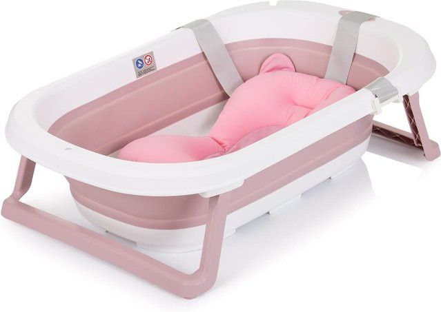 Chipolino Babywanne Isla faltbar mit Badekissen und Wasserablauf in Rosa - Bild 1