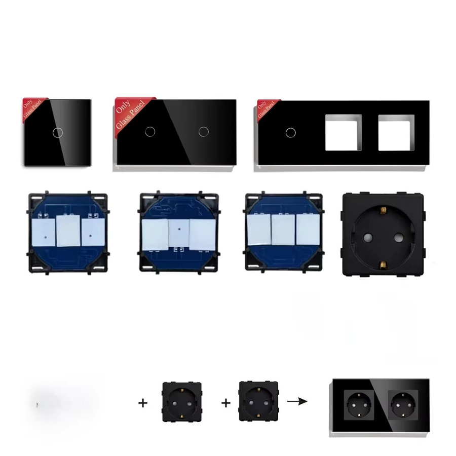 BSEED Wandleuchte mit LED-Dimmer, Touch-Schalter und Glasscheiben für DIY-Montage - Bild 3