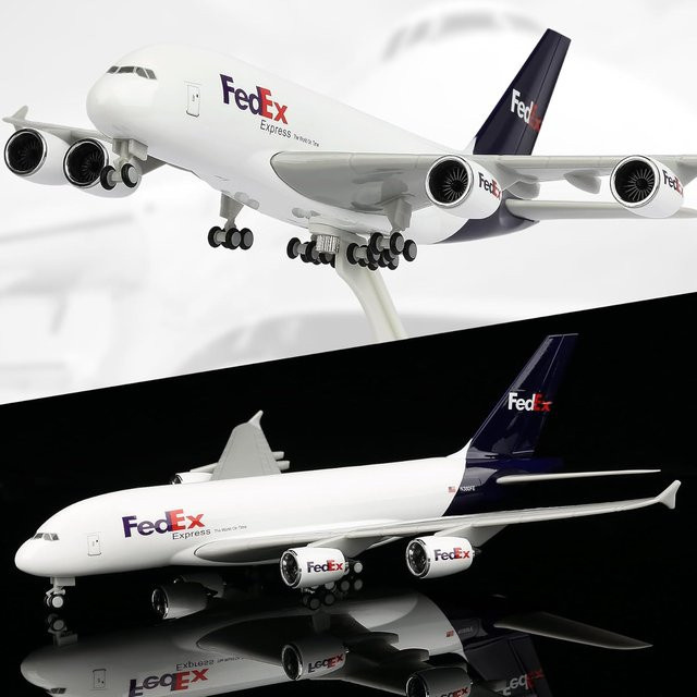ZOCO FedEx A380 Spielzeugflugzeug-Modellbausatz, Harz, 30cm - Bild 1