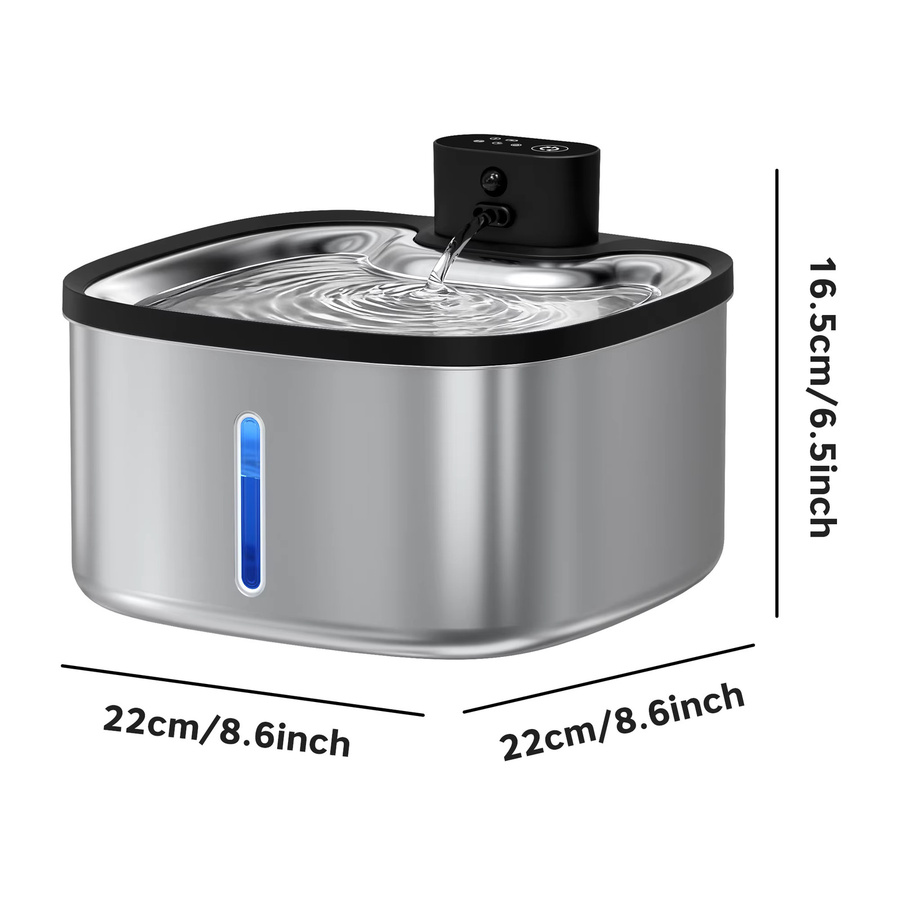 LABEKA Intelligenter Katzenwasserbrunnen in Silber mit Bewegungssensor, 3,5 l Volumen und kabelloser 4000mAh Batterie - Bild 6