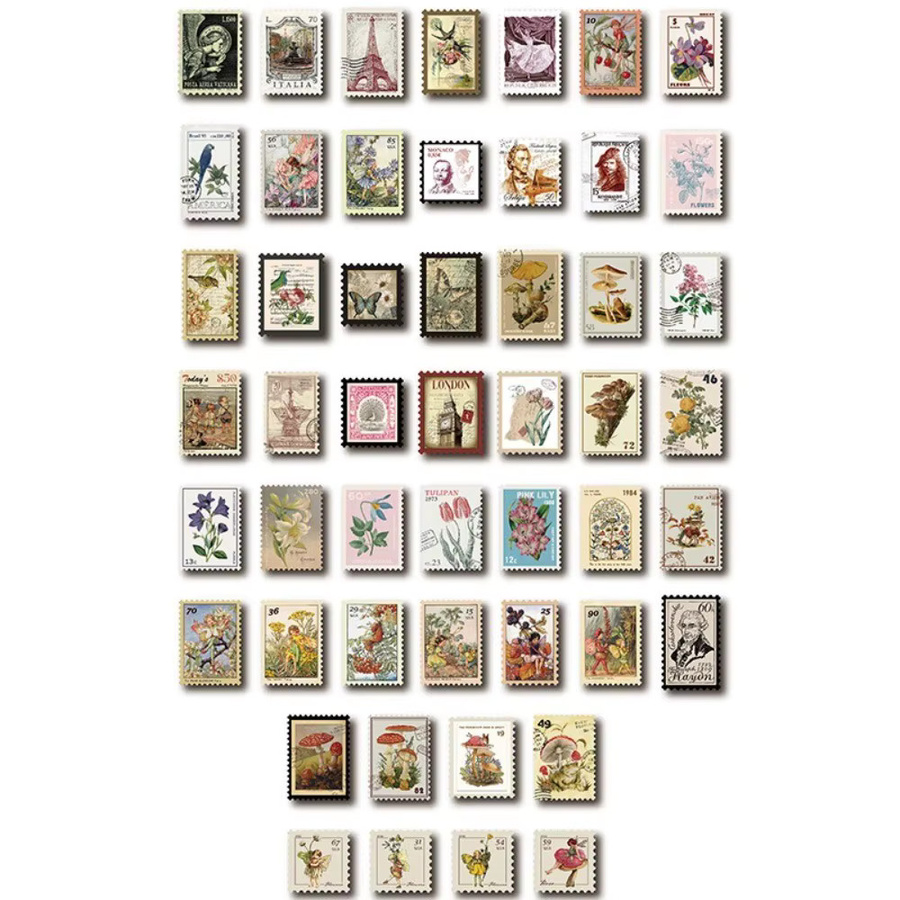 50 Stück Story Store Vintage Landschafts-Sticker im handgezeichneten Ölgemälde-Stil, bunte Journal-Aufkleber für DIY-Dekorationen - Bild 2