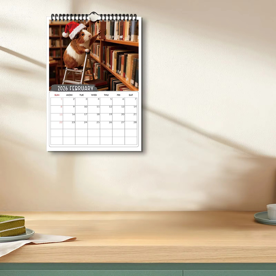 Festlicher Wandkalender mit Meerschweinchen-Motiv in Mehrfarbig, monatlich gestaltet - Bild 5