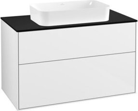 Villeroy & Boch Waschtischunterschrank Finion Wandmontage mit integrierter Beleuchtung in Weiß lackiert B: 100 cm, T: 50,1 cm, H: 50,1 cm - Bild 1