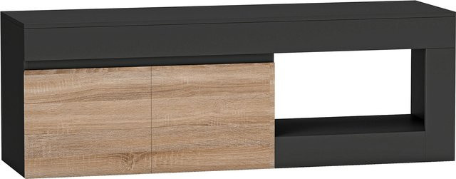 HOMCOM TV-Möbel in Schwarz mit 2 Soft-Close-Türen und offenem Fach, moderne TV-Bank für Fernseher bis zu 152,4 cm, Breite: 140 cm - Bild 1