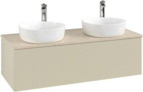 V&B Antao Waschtischunterschrank mit Frontstruktur und LED-Beleuchtung, Grau, B/T/H: 120 x 36 x 50 cm - Bild 1