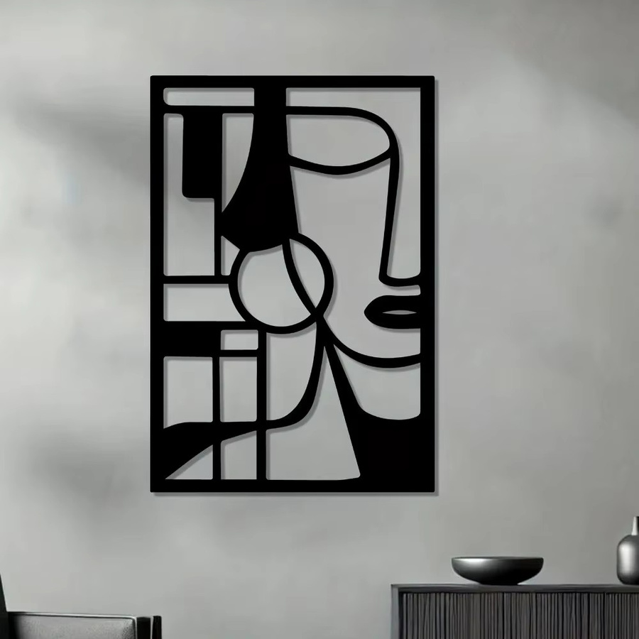 CIFBUY Moderne Abstrakte Metall-Wandkunst XL in Schwarz – Minimalistische Eisenskulptur für Innen- und Außenbereich - Bild 4