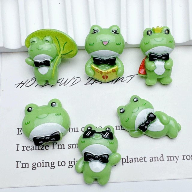 6 Stück Süße Cartoon-Frosch Kühlschrankmagnete von Binchi Outdoor Product in Beige und Grün zur Dekoration von Pinnwänden und Nachrichtentafeln - Bild 1