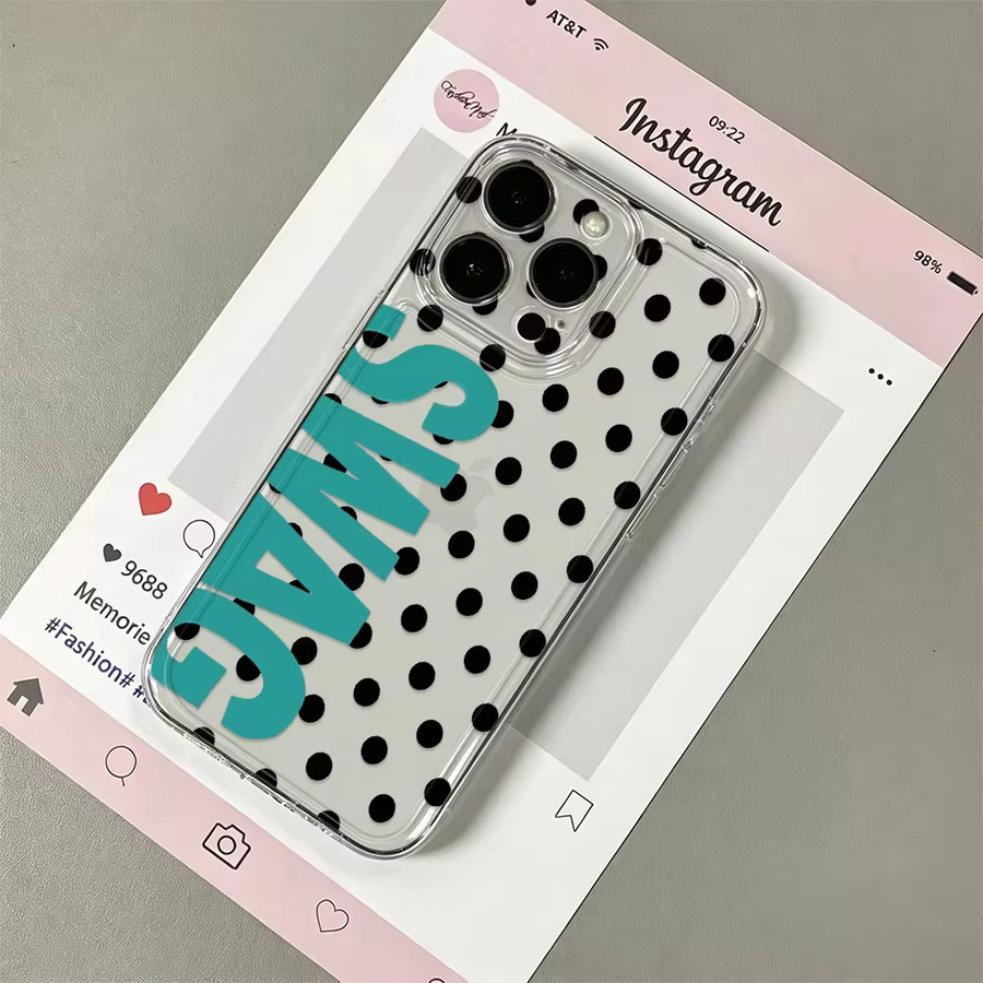 Transparente Silikonhülle mit schwarzem Polka Dot SWAG Muster für iPhone Modelle von 11 bis 17 Pro Max von SKCCM - Bild 3
