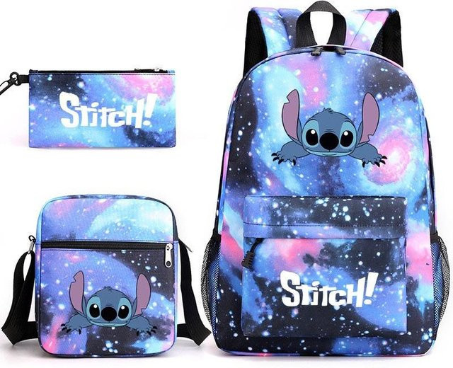 3-teiliges Schulrucksack-Set für Schüler aus Oxford-Stoff mit Schultasche, Schultergurt und Federmäppchen in Multicolour - Bild 1
