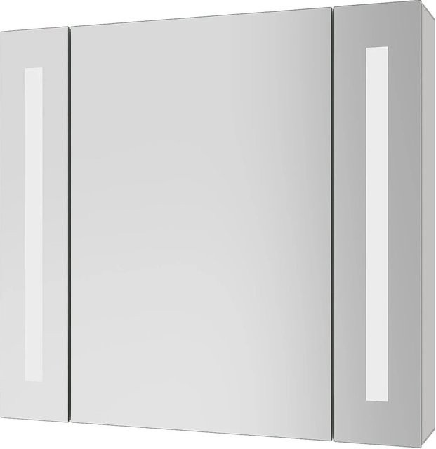 Aquabatos Badspiegelschrank Weiß mit LED-Beleuchtung, Anti-Beschlag und Steckdose, B/H/T: 60 x 65 x 13 cm - Bild 1