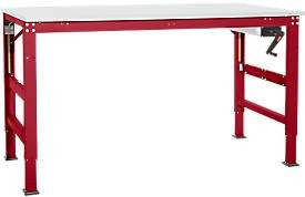 Manuflex Arbeitstisch Ergo K mit Kurbel in Rubinrot, Tischplatte aus Kunststoff, B: 125 cm, T: 80 cm, H: 45 cm bis 125 cm - Bild 1