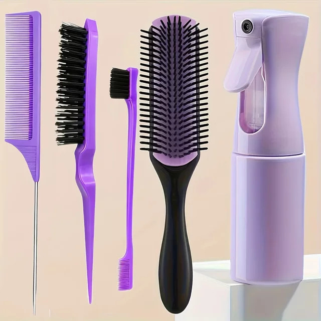 5-teiliges Entwirrungsbürsten-Set mit Sprühflasche und Kämmen, Unisex - Bild 1
