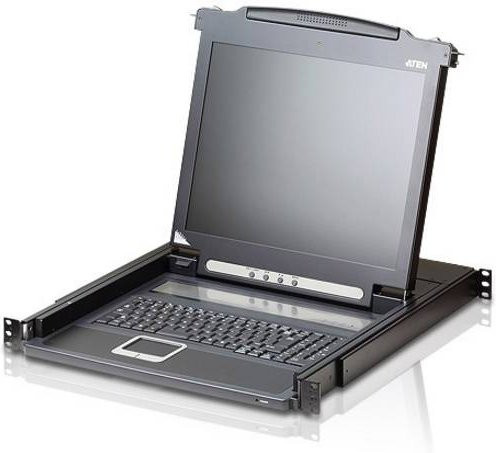 ATEN CL1000M KVM-Konsole 17 Zoll LCD Rackmount 1U mit AZERTY-Tastatur, VGA, USB und PS/2, Schwarz - Bild 2