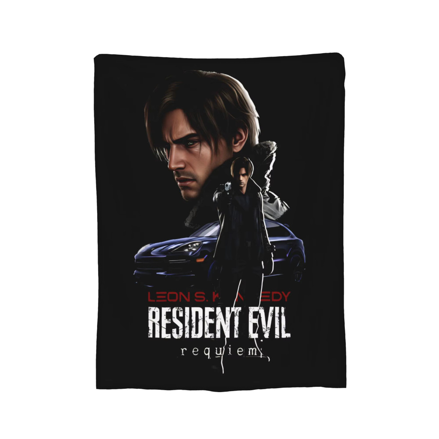 Leon The Chad Kennedy Resident Evil Requiem Flanelldecke aus Polyester in Schwarz, superweiche Winterdecke für Bett und Sofa - Bild 7