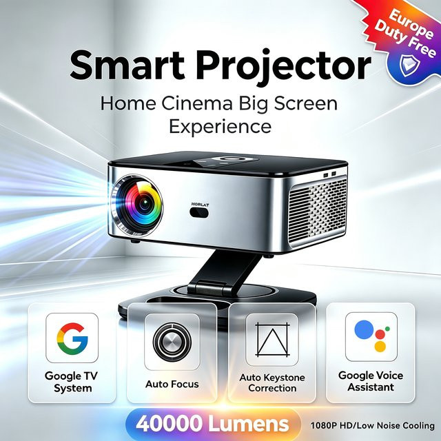 HORLAT T03MAX LED-Projektor mit 40000 Lumen, 4K UHD Unterstützung, Android, 5G WiFi und Auto-Keystone für dein Heimkino - Bild 1
