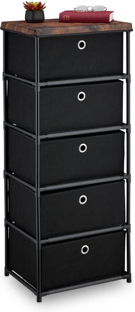 Relaxdays Kommode aus Stahl mit 5 Stoffschubladen in Schwarz, B/T/H: 105 x 43 x 33 cm - Bild 1