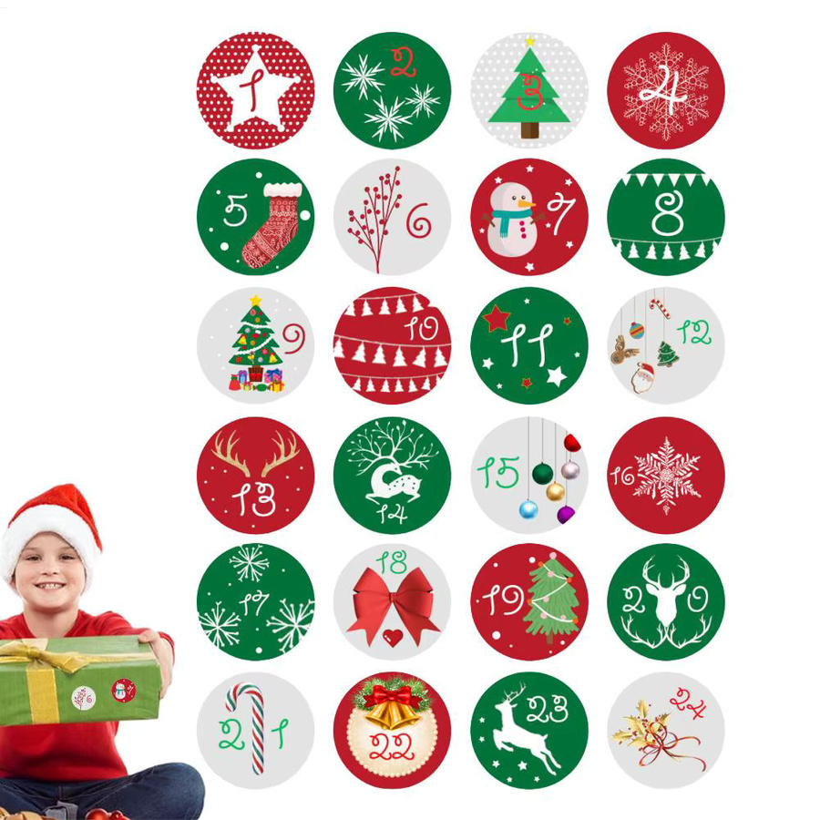 Weihnachts-Zahlen-Aufkleber in Multicolour für Geschenke, Verpackungen und Dekoration - Bild 2