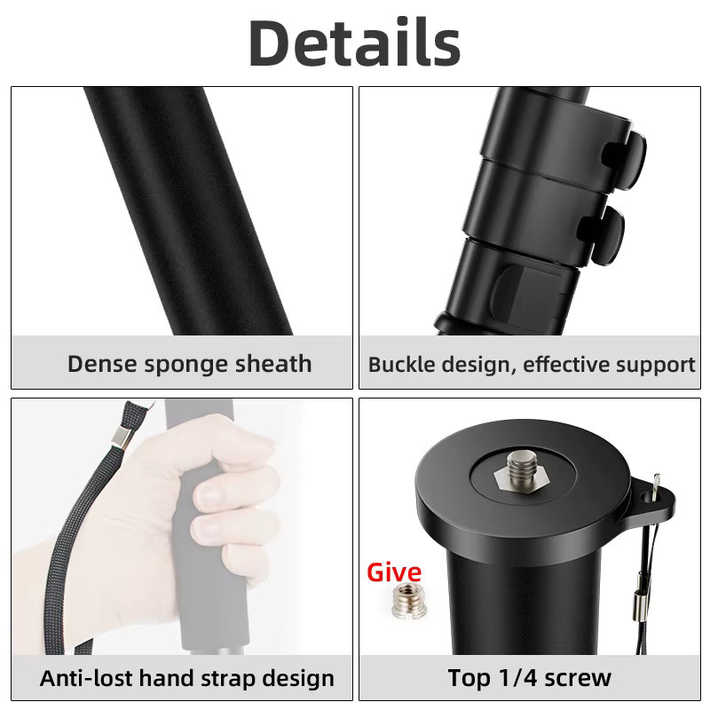 BEXIN P294B Leichtes Monopod aus Aluminium für DSLR Kameras, Schwarz, maximale Höhe: 145 cm, Traglast: 5 kg - Bild 3